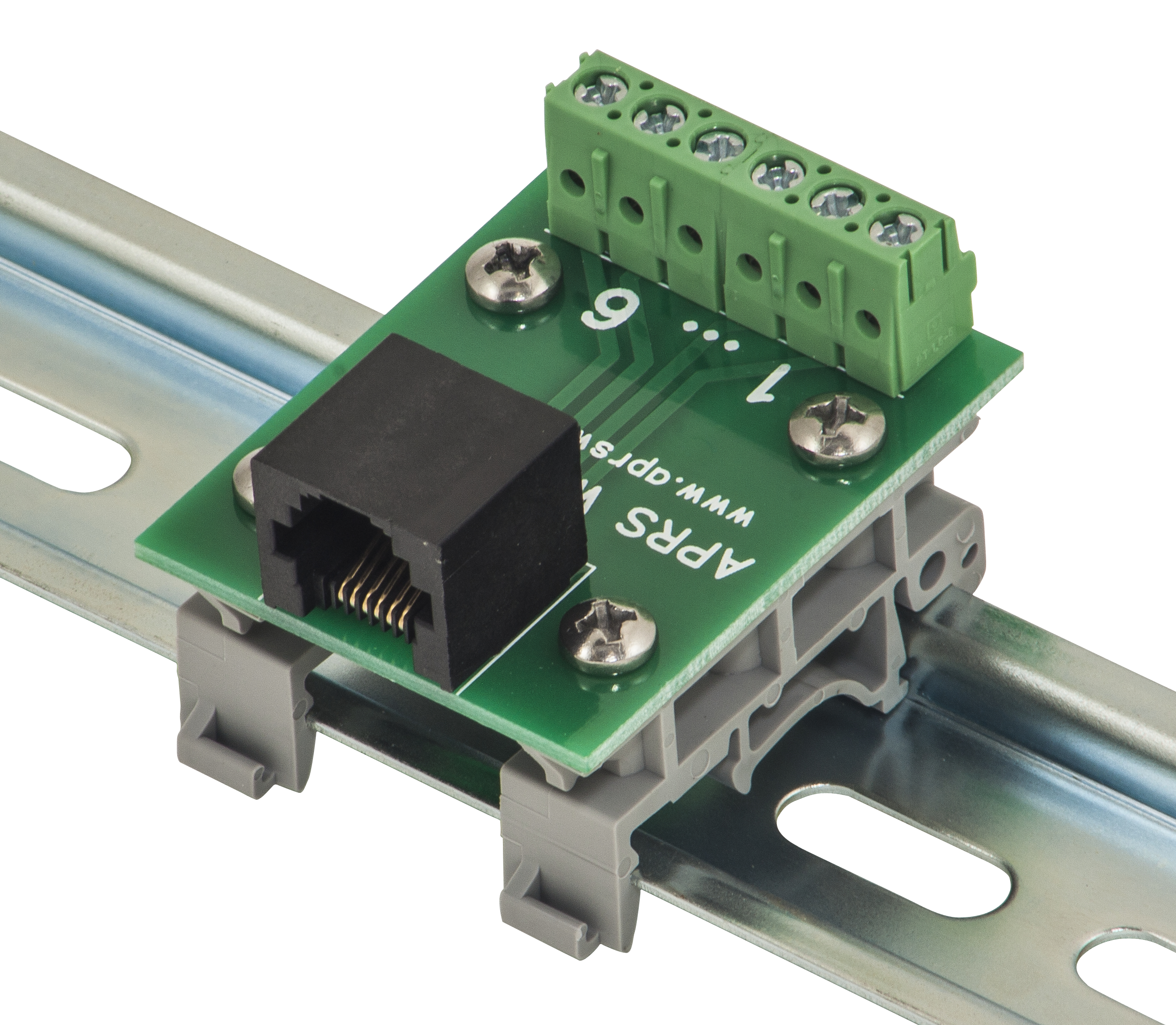 APRS6595 RJ25 (6P6C) to Screw Terminals, DIN Rail Mountable